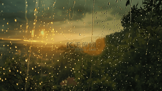 春天绿色雨季山河风景树叶景色的背景