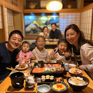 一家人在东京吃日本菜