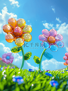 糖果花朵3D卡通游戏场景