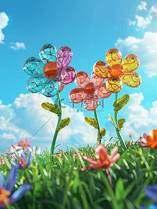 糖果花朵3D卡通游戏场景