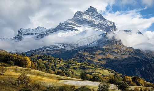 冰天雪地图片摄影照片_瑞士少女峰的雪山云海