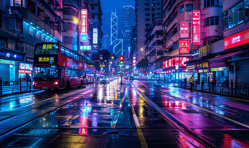 大气商务摄影照片_香港街头夜景