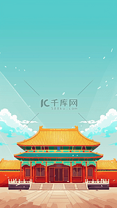 春天建筑背景图片_国风语文课本封面故宫建筑背景