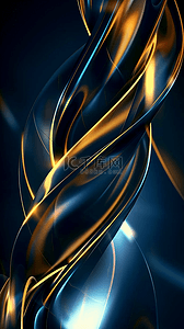 金属光效背景背景图片_蓝金科技玻璃质感流动光纤粒子光效背景图片