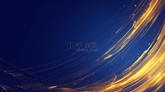 质感线条金色背景图片_蓝金科技玻璃质感流动光纤粒子光效设计图