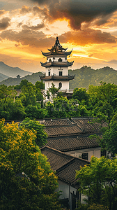 封面背景图片_语文课本封面福州于山白塔著名景点风景设计