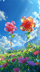 糖果花朵3D卡通游戏场景