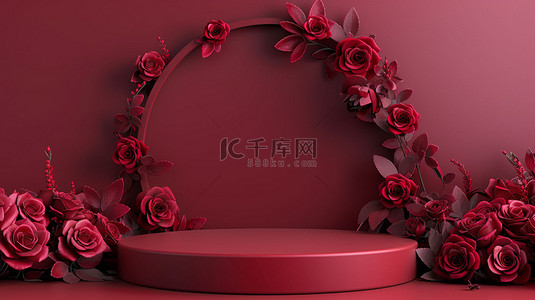 玫瑰圆形展台高端合成创意素材背景