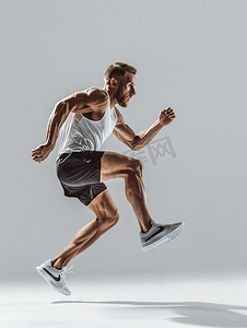 力量素材摄影照片_运动男士跑步动作