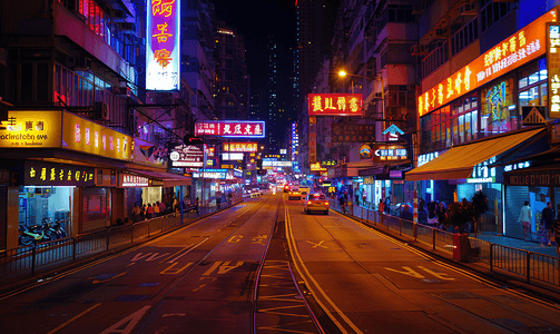 香港4k壁纸摄影照片_香港街头夜景