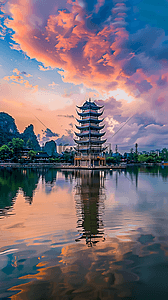 桂林旅游背景图片_语文课本封面桂林景点风景背景图