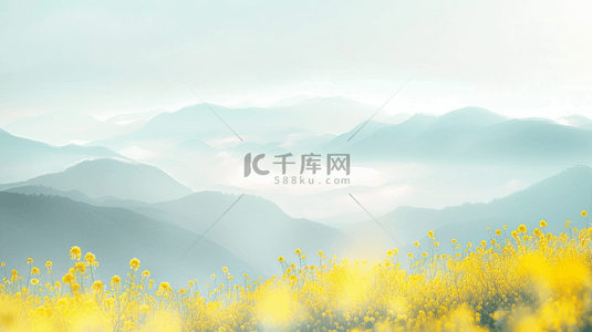 中国风手绘唯美背景图片_彩色中国风油菜花风景背景