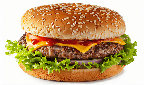 牛肉图片摄影照片_美味可口的汉堡芝士汉堡