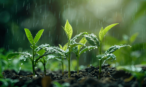 春天的谷雨茶叶嫩芽