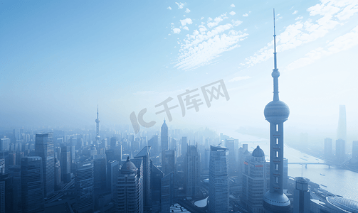 城市高楼黄昏摄影照片_东方明珠上海