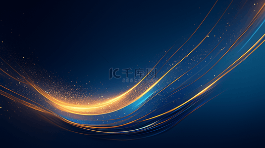 高端蓝色质感背景图片_蓝金科技玻璃质感流动光纤粒子光效2背景