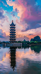 旅行背景图片_语文课本封面桂林景点风景背景