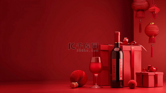 红酒背景图片_红酒喜庆摆设合成创意素材背景