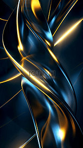 玻璃质感流体背景图片_蓝金科技玻璃质感流动光纤粒子光效图片