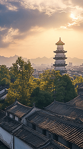 旅行背景图片_福州于山白塔著名景点风景素材