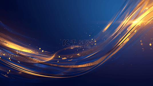 蓝色背景粒子科技背景图片_蓝金科技玻璃质感流动光纤粒子光效5图片