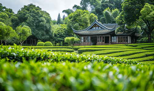 茶叶茶山摄影照片_茶园杭州