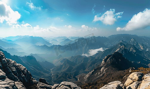 大自然图片摄影照片_莫干山顶峰全景自然风景