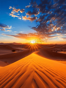 黄色爱情摄影照片_撒哈拉沙漠的日出