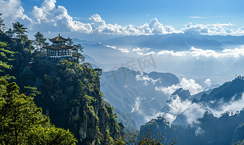 简约几何清新摄影照片_峨眉山风光险峻