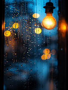 下雨图片摄影照片_雨夜窗子光斑