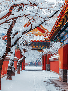 中国宫廷风摄影照片_北京故宫博物院的雪景