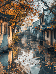 中国古风水墨风摄影照片_美丽的江南古镇风光
