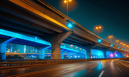 北京城市交通立交桥夜景