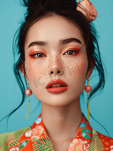 亚洲人美女化妆肖像