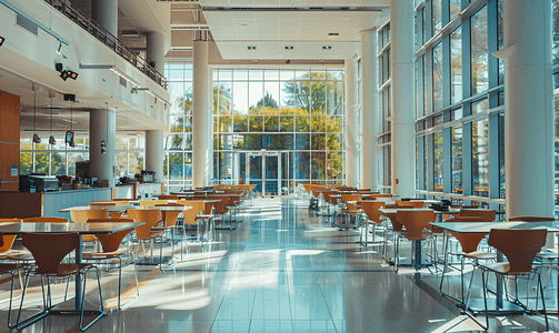 空摄影照片_大学校园食堂空景