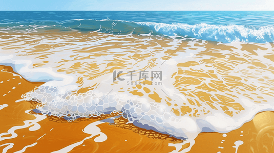 清新唯美自然户外海边海浪沙滩浪花的背景