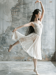 亚洲人青年女人跳芭蕾舞