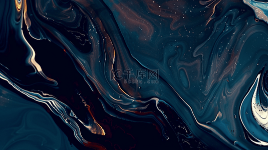流体液态背景图片_深色新中式鎏金流体抽象山水纹理图片