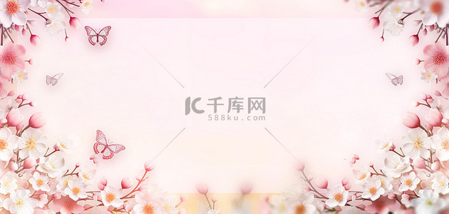 小清新花朵粉色背景图片_春天春季花朵粉色简约背景