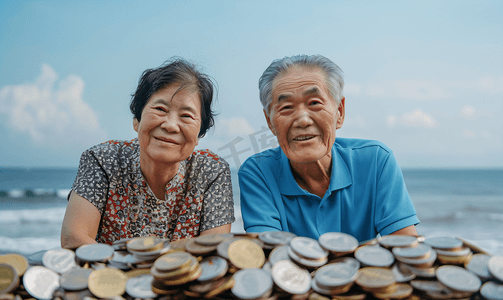 亚洲人老年夫妇在理财