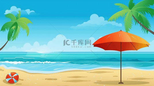 景区旅游背景图片_三亚海边度假遮阳伞的背景