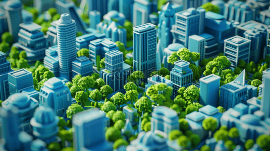 绿色简约立体城市绿化建筑的背景