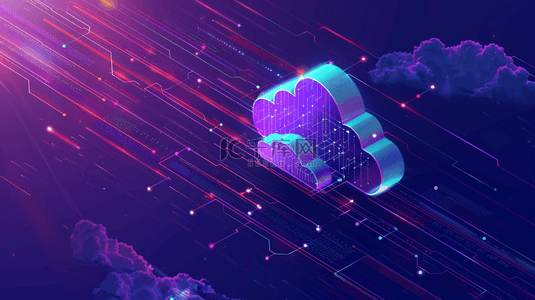 科技感装饰条背景图片_彩光线条纹理云服务风格的商务背景