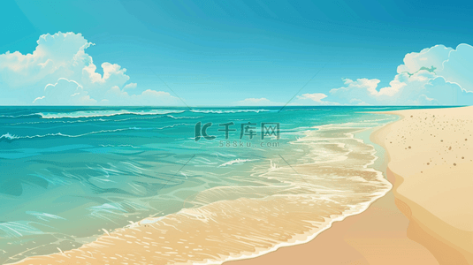 蓝色海浪沙滩背景图片_清新蓝色大海海水海浪沙滩的背景