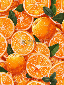 橙子背景图片_黄色水果橙子树叶叶片纹理的背景