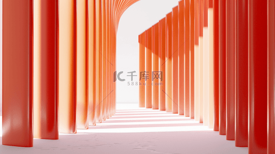 橘色背景图片_橘色渐变纹理线条质感空间走廊的背景