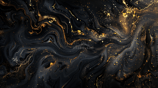 深色新中式鎏金流体抽象山水纹理背景图