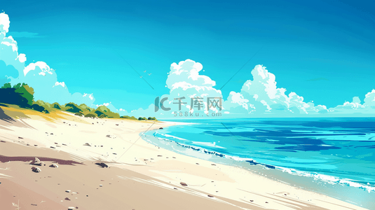 清新蓝色大海海水海浪沙滩的背景