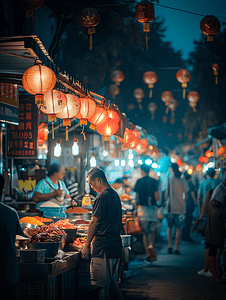 上海夏日夜市摄影图