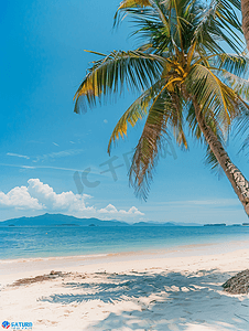 沙滩夏日旅游摄影照片_旅游景点海南海边椰子树高清海滩